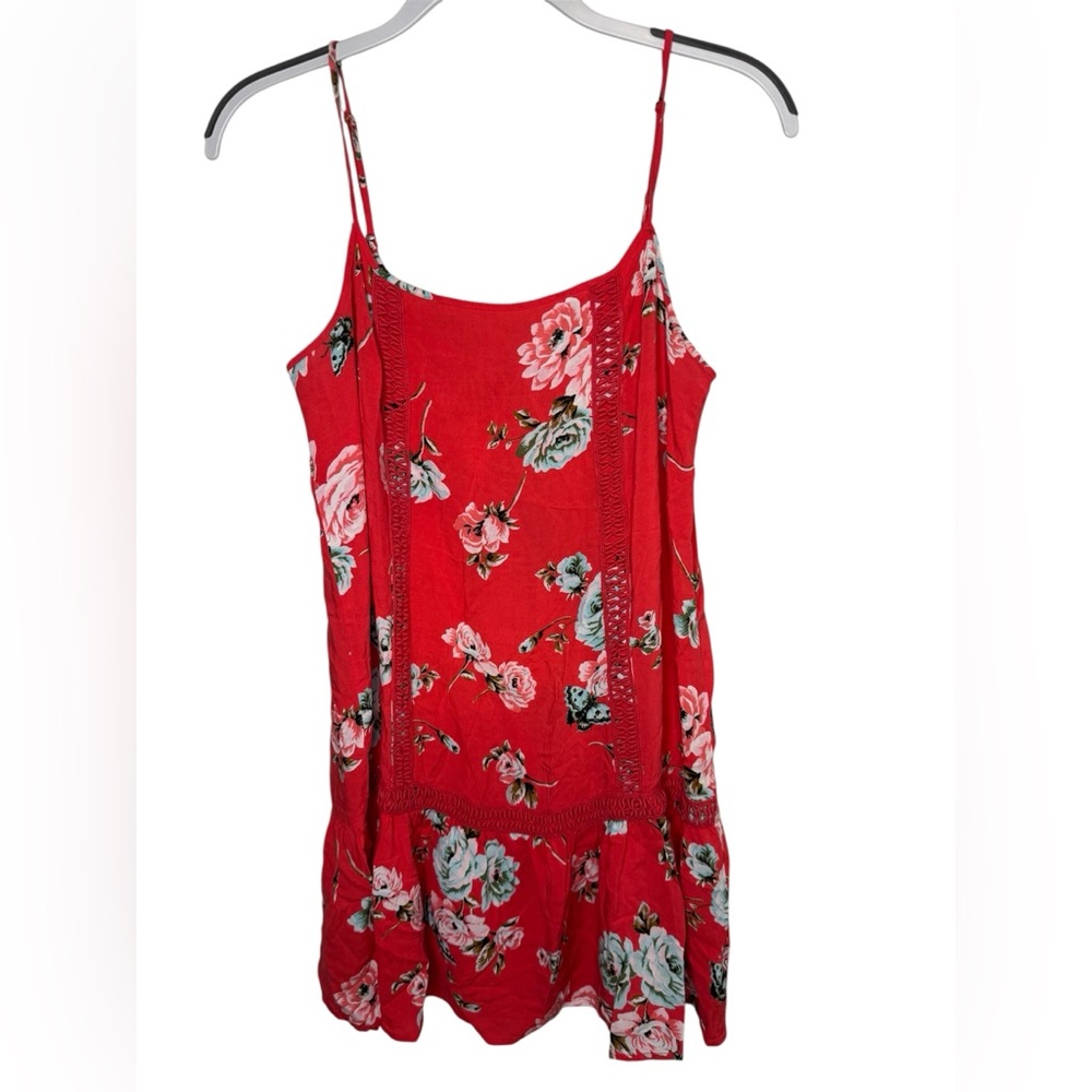Love, Fire Coral Floral Summer Dress Size M